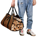 Canvas Firewood Basket, Canvas Firewood Bag, Water-Resistant Firewood Basket, Foldable Firewood Accessories, Perfect for Wood-Burning Stoves, Camping