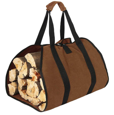Canvas Firewood Basket, Canvas Firewood Bag, Water-Resistant Firewood Basket, Foldable Firewood Accessories, Perfect for Wood-Burning Stoves, Camping