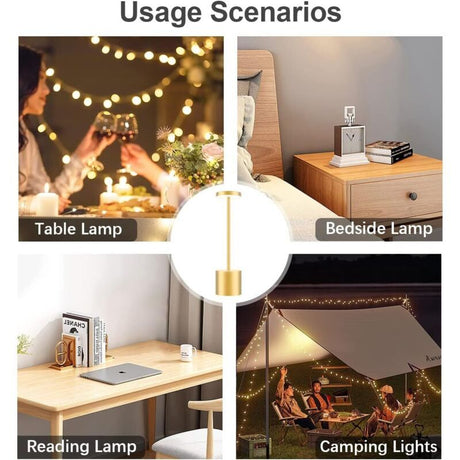2 Pack Wireless LED Touch Bedside Lamps USB Rechargeable 3600mAh with 3 Color Temperatures