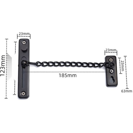 Door Chains, Anti Theft Door Chain Lock, Stainless Steel Door Security Chain Door Latch Lock Home Hotel, Black