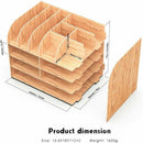 Wooden Desk Organizer for Pen Pencil A4 Paper and Accessories, 32 x 24 x 27cm
