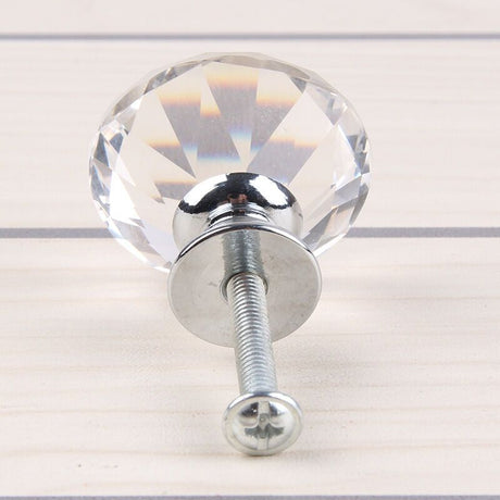 10 Pieces Glass Cupboard Knobs Crystal Diamond Shape Pull Handle for Drawers Dresser Wardrobe Kitchen Cupboards, 30mm