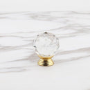 10 Pack Handle Door Knob Diameter Crystal Gold, Cabinet Knobs Mant Round Glass Knobs Decoration for Furniture Drawer, 30mm