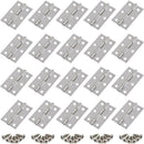 20 Pieces Hinges Stainless Steel Hinges, Door Hinge, Flat Folding Hinge Holes, Cabinet Drawer Hinge, Window Hinge Connectors, Box Cabinet Hinge Silver