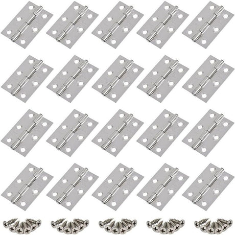 20 Pieces Hinges Stainless Steel Hinges, Door Hinge, Flat Folding Hinge Holes, Cabinet Drawer Hinge, Window Hinge Connectors, Box Cabinet Hinge Silver