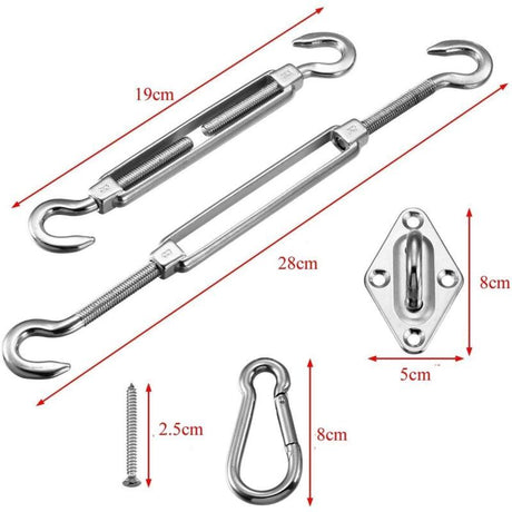 Triangular, Square and Rectangle Shade Sail Fixing Kit 304 Stainless Steel Shade Cloth Fixing Accessories Kit, Solar Shade Sail Mounting Kit, 8mm