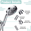 High Pressure Handheld Shower Head with 8 Spray Settings and 2 Spray Modes with Stainless Steel Hose, 1.5m