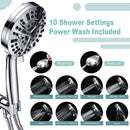 High Pressure Handheld Shower Head with 8 Spray Settings and 2 Spray Modes with Stainless Steel Hose, 1.5m