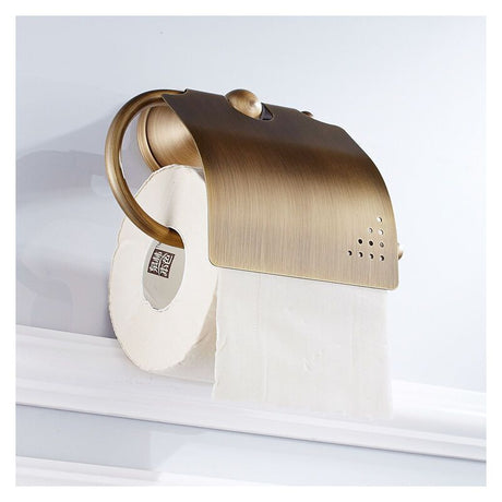 Toilet Paper Holder Retro Toilet Paper Holder with Brass Lid Wall Mounted Roll Holder