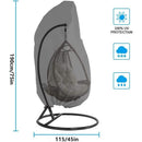 Hanging Chair Cover, Hanging Armchair Cover, Protective Cover for Egg Chair, Waterproof Furniture Cover with Zipper, Gray, 190 x 115cm