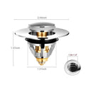 2 Pieces Universal Pop Up Sink Drain, Anti Blocked Drain Filter, Stainless Steel and Pure Copper Bathtub Drain, 38mm