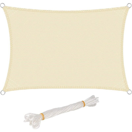 Rectangular Shade Sail Waterproof Anti 93 UV Water Resistant Wind Protection Polyester with UV Protection for Garden Terrace Camping, Beige, 3x5M