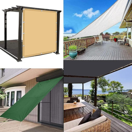 Rectangular Waterproof Shade Sail 98 UV Ray Protection Canvas Shade Sail, with Ropes for Outdoors, Garden and Terrace, Beige, 2 x 3 M, 1.5 M