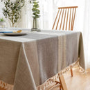 Tablecloths, Embroidery Table Cloth Washable Cotton Linen Tassel Tablecloth, Anti Fade Wrinkle Free Table Cover, Grey, 100 x 160cm