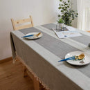 Tablecloths, Embroidery Table Cloth Washable Cotton Linen Tassel Tablecloth, Anti Fade Wrinkle Free Table Cover, Grey, 100 x 160cm