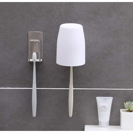 4 Pack Toothbrush Holder Stainless Steel Toothbrush Holders, Wall Mounted, Cups, Mugs, Toothbrush Holders, Waterproof and Self Adhesive, No Drilling