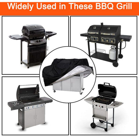 Barbecue Cover 210D Waterproof Oxford Gas Grill Cover Compatible with Weber Holland Jennair, Black, 145 x 61 x 117cm