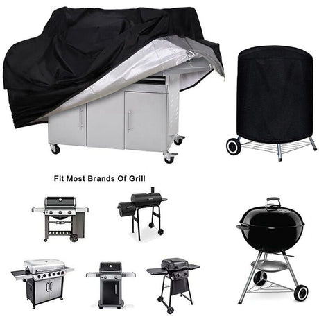 Barbecue Cover 210D Waterproof Oxford Gas Grill Cover Compatible with Weber Holland Jennair, Black, 145 x 61 x 117cm
