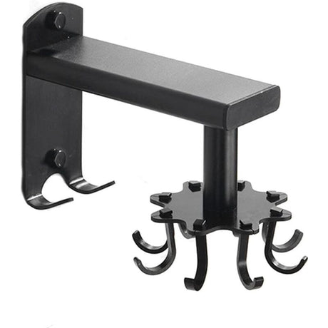 Rotating Wall Hook for Kitchen, 360 Rotatable Kitchen Utensil Holder, Wall Mounted Kitchen Utensil Holder with 8 Hooks for Bathroom and Kitchen, Black