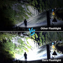 LED Tactical Flashlight 90000 Lumens COB USB Rechargeable IP65 Waterproof with 10000mAh Battery