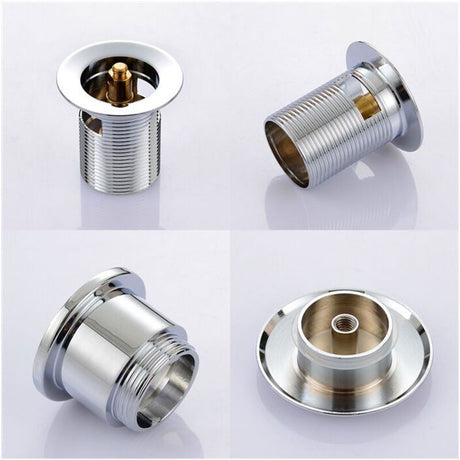 Chrome Copper Pop Up Sink Drain with Universal Automatic Overflow Large Drainage