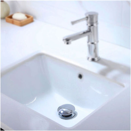 Chrome Copper Pop Up Sink Drain with Universal Automatic Overflow Large Drainage