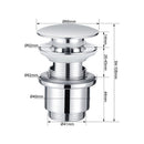 Chrome Copper Pop Up Sink Drain with Universal Automatic Overflow Large Drainage