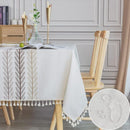 Waterproof Tablecloth Rectangular Table Cloth Cotton Linen Tassel Tablecloth Elegant Tablecloth Rectangle for Kitchen Table Decoration, 140 x 180 cm