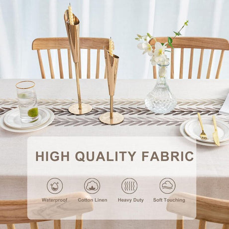 Waterproof Tablecloth Rectangular Table Cloth Cotton Linen Tassel Tablecloth Elegant Tablecloth Rectangle for Kitchen Table Decoration, 140 x 180 cm