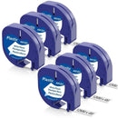 6 Pcs Dymo Tape Compatible with Dymo Letratag Xr Lt-100H Lt-100T Letratag 200B Label Maker, Dymo Letratag Black on White, 12 mm x 4 m