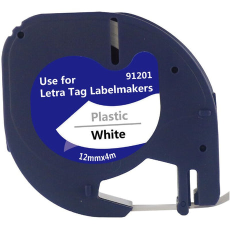 6 Pcs Dymo Tape Compatible with Dymo Letratag Xr Lt-100H Lt-100T Letratag 200B Label Maker, Dymo Letratag Black on White, 12 mm x 4 m