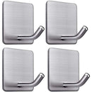 4 Pcs Adhesive Hooks, 8KG Max Stainless Steel Bathroom Wall Hooks, Towel Holder with Adhesive Tape, Family and Office, Self-Adhesive, 1