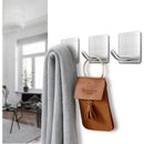 4 Pcs Adhesive Hooks, 8KG Max Stainless Steel Bathroom Wall Hooks, Towel Holder with Adhesive Tape, Family and Office, Self-Adhesive, 1
