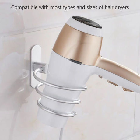 Multifunctional Spiral Hair Dryer Holder Wall Mounted Bathroom Hair Dryer Rack, Compatible with Most Hair Dryers