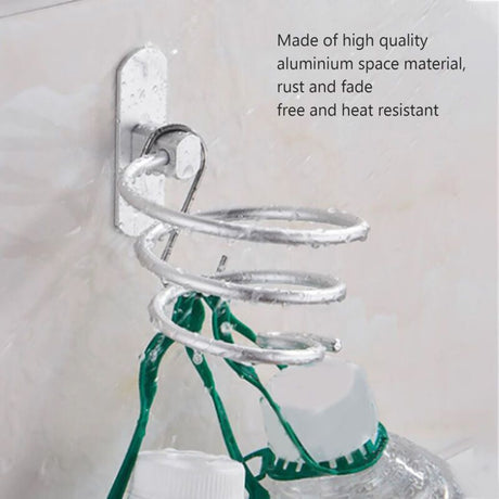Multifunctional Spiral Hair Dryer Holder Wall Mounted Bathroom Hair Dryer Rack, Compatible with Most Hair Dryers