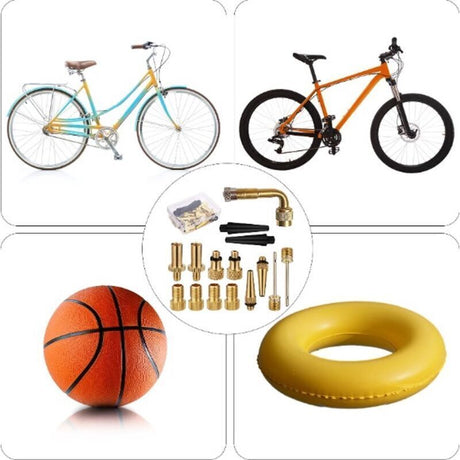 15 Pcs Bicycle Valve Adapter Set Reducer Tips Tire Inflator Adapter Set Ball Pump Needle Universal