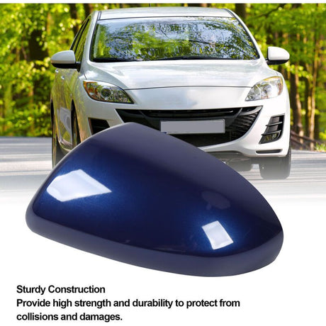 Replacement Rearview Mirror Cover Compatible with Mazda 2007-2014 Dark Blue Left