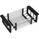 Drain Basket, Sink Drainer, Stainless Steel Telescopic Drainer, for Washing Dishes in the Kitchen Sink, Draining Fruits and Vegetables, Black, S