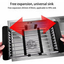 Drain Basket, Sink Drainer, Stainless Steel Telescopic Drainer, for Washing Dishes in the Kitchen Sink, Draining Fruits and Vegetables, Black, S