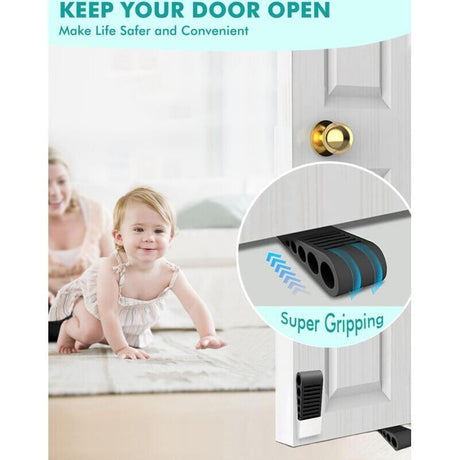Rubber Door Wedge for Floor, Non-Slip Durable Door Stop, Safety Door Wedges for All Surfaces