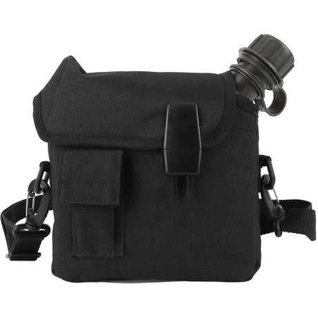 Outdoor Water Bottle Large Capacity Portable Flat Camping Water Bottle with Waist Bag for Outdoor Sports Hiking Black, 1.5 L