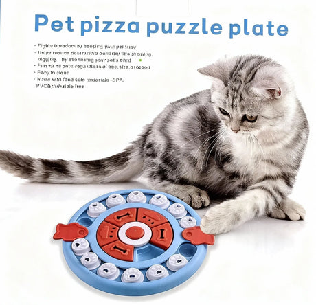 Pizza Puzzle Treat Toy for Dogs & Cats – Interactive Slow Feeder