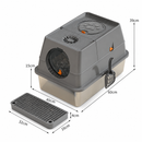 Dark Grey Large Stainless Steel Cat Litter Box, Foldable Covered Cat Litter Tray with Round Top & Round Door, Front Entry Top Exit, Anti Tracking Mat, Scoop and Charcoal Filter