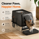 Light Grey Extra Large Stainless Steel Cat Litter Box, Foldable Covered Cat Litter Tray with Round Top & Round Door, Front Entry Top Exit, Anti Tracking Mat, Scoop and Charcoal Filter