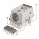 Light Grey Large Stainless Steel Cat Litter Box, Foldable Covered Cat Litter Tray with Round Top & Round Door, Front Entry Top Exit, Anti Tracking Mat, Scoop and Charcoal Filter