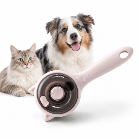 Pink Pet Spray Grooming Brush for Cats and Dogs, Rechargeable Self Cleaning Slicker Brush with Fine Mist, 30ml Water Tank, 500mAh Battery, One Click Fur Release, Type-C Charging