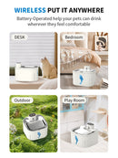 U7 Cat Water Fountain Waterer 3L/101oz, Wireless & USB Rechargeable Pet Water Fountain with 304 Stainless Steel Lid, Smart Infrared Motion Sensor Automatic Pet Water Dispenser, Ultra Quiet Pump, Detachable Easy Clean