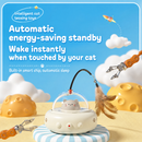 White Smart Cat Teaser Toy Rechargeable Interactive Cat Toy with Red Dot Light, Feather Wand, Obstacle Avoidance, Touch Wake-Up, Auto Standby, Soft Rubber Wheels, Cute Cat Design for Indoor Cats