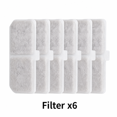 Cat Water Fountain Replacement Filters, 6 Pack Pet Fountain Filters with Activated Carbon and Sponge, Compatible with 3L/101oz Automatic Cat Water Fountains