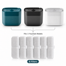 Cat Water Fountain Replacement Filters, 6 Pack Pet Fountain Filters with Activated Carbon and Sponge, Compatible with 3L/101oz Automatic Cat Water Fountains